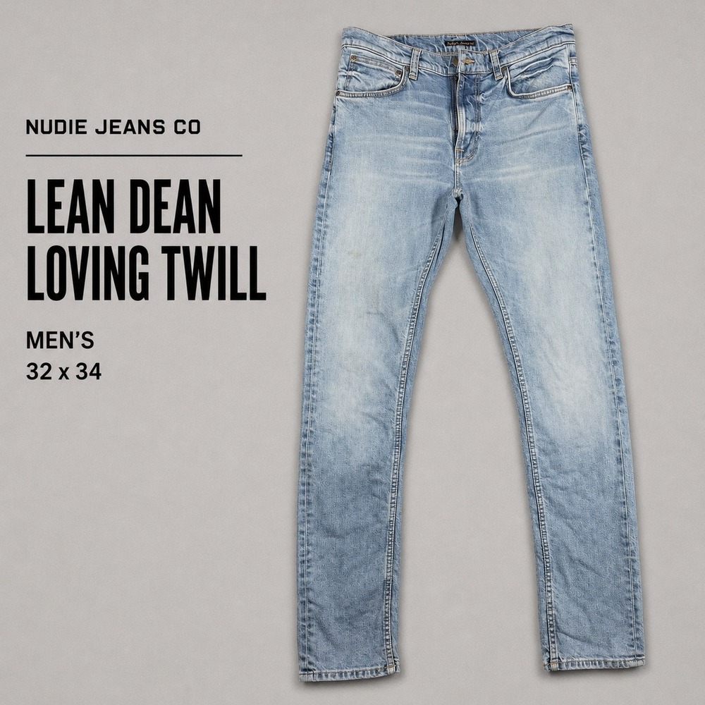 Nudie Jeans Co Lean Dean Loving Twill Slim Tapered Light Wash Mens 32x34